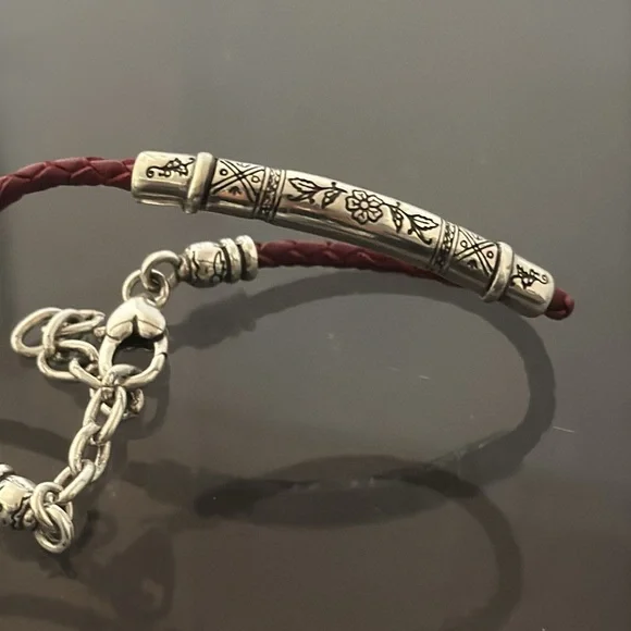 Brighton Silver and Red leather Braided Bracelet - Picture 2 of 2